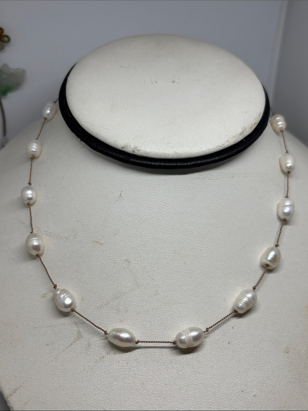 Elegant White rice shaped fresh Pearl Tin Cup Necklace